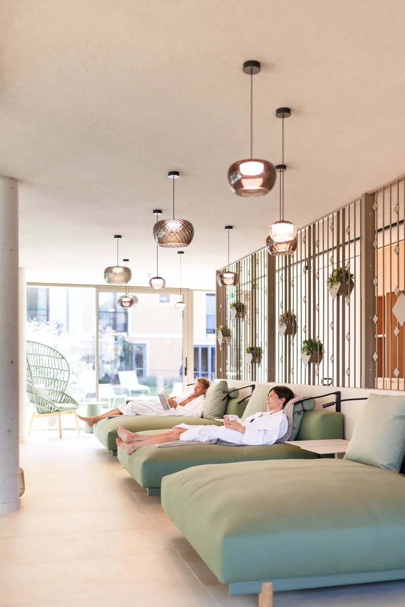 Der neue Wellnessbereich im Saunahaus im Hotel Weinlandhof Gamlitz in der Südsteiermark lädt zum Entspannen ein.